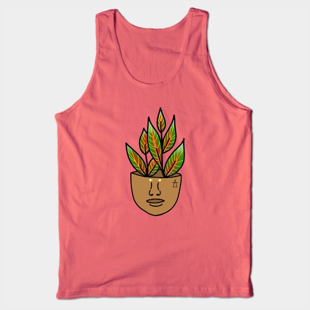 Tropical House Plant Person with Face Tattoo and Piercing Tank Top by Tenpmcreations